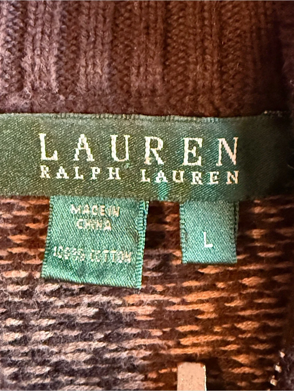 Lauren Ralph Lauren Houndstooth Plaid Knit Zip-Up Cardigan Jacket Large